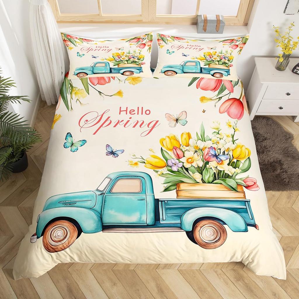 Spring Themed Duvet Cover For Kids Teens Quilt Covers Lightweight Down Room Decor Queen Size 2 Pillowcase 1 Duvet Cover No Quilt