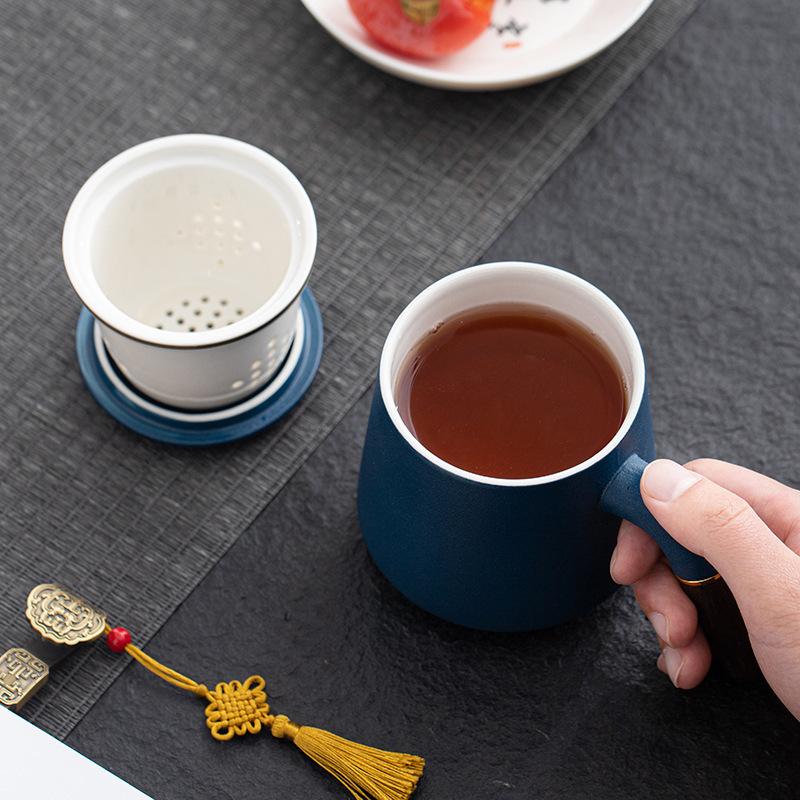 Ceramic Office Cup Personal Tea Cup With Filter Engraved Water Cup U Disk Bookmark Mug Gift Set