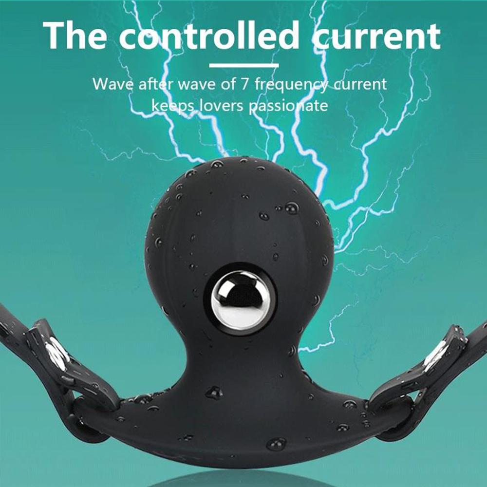 Remote Control Electric Mouth Ball Clip Bondage Mouth Gag Vibrator Mouth Restraint Gag Ball BDSM Slave Bondage Open Mouth Sex Ball Harness Strap Gag