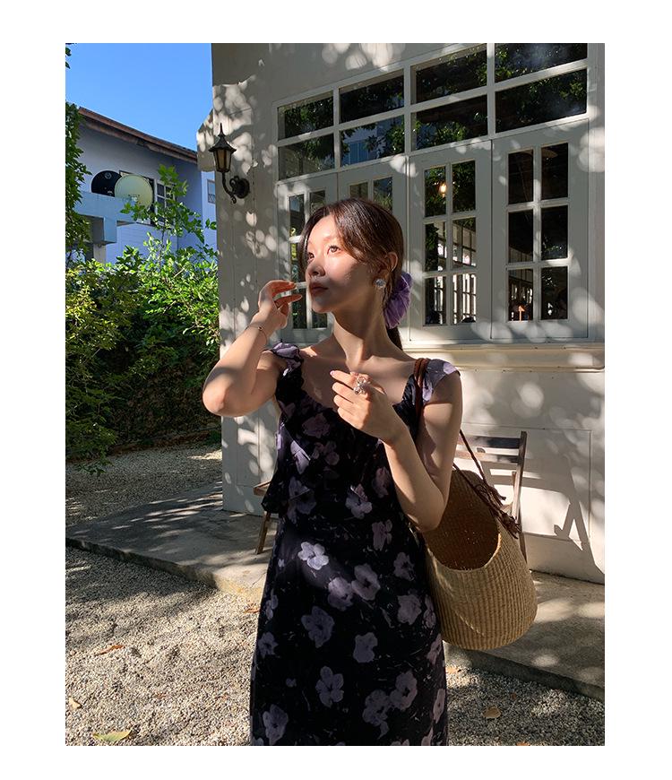 2025 Early Spring French Retro Elegant Square Neck Floral Dress C3018