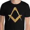 Masonic T Shirt Gold Square Compass Freemason Vintage Casual Top For Everyday Wear Fashion Stylish Soft Homme