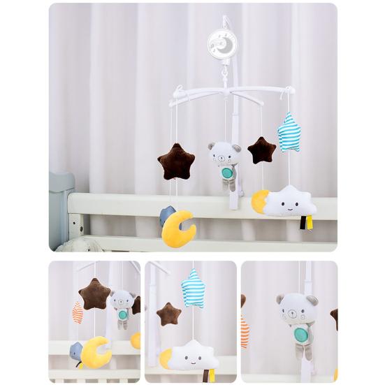 Baby Crib Mobile with Music & Rotating Toys Soft Plush Hanging Rattles for Newborns 0-3 Years Soothing Melodies for Nursery Stroller Bedtime