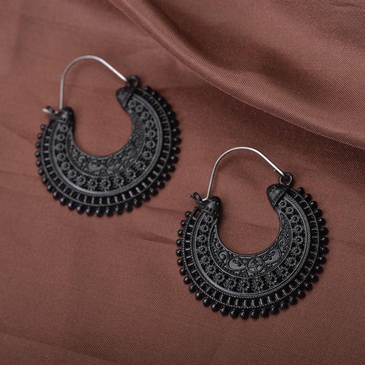 Damskie Retro Bohemia Rzeźbione Kwiatowe Puste Wiszące Kolczyki Modna Biżuteria Prezent