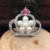 Engood 50Pcs Pearl Rhinestone Crown Buttons Sewing Trim & Embellishments Craft Buckle for DIY Children's Hair Wedding Decoration