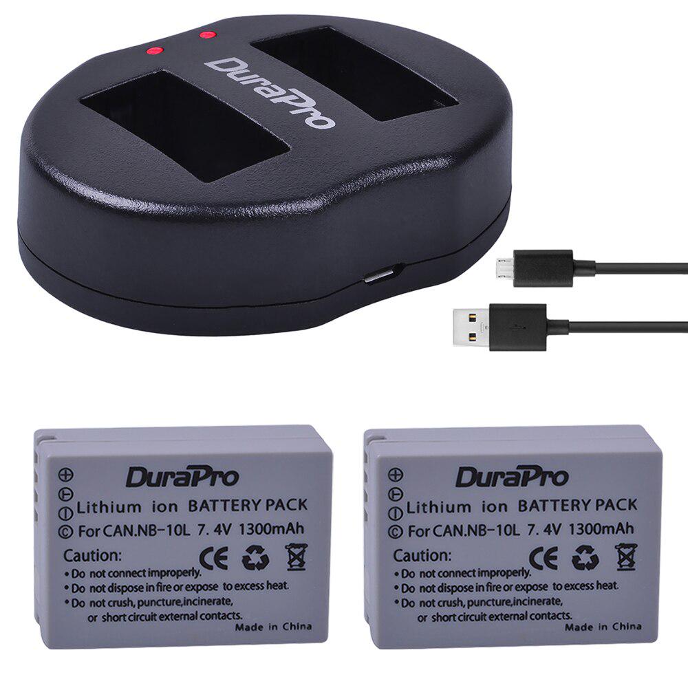 Buy 2pc 1300mAH NB10L Battery + USB Dual Charger for Canon G1X G15 G16