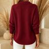 Women's Half-Zip Sweater with Turn-Down Collar Loose Fit for Fall Winter Casual Wear