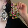 Exaggerated Inlaid Rhinestone Earrings for Women Fashion Temperament Drop Earring Personality Light Luxury Wedding Zircon Gift