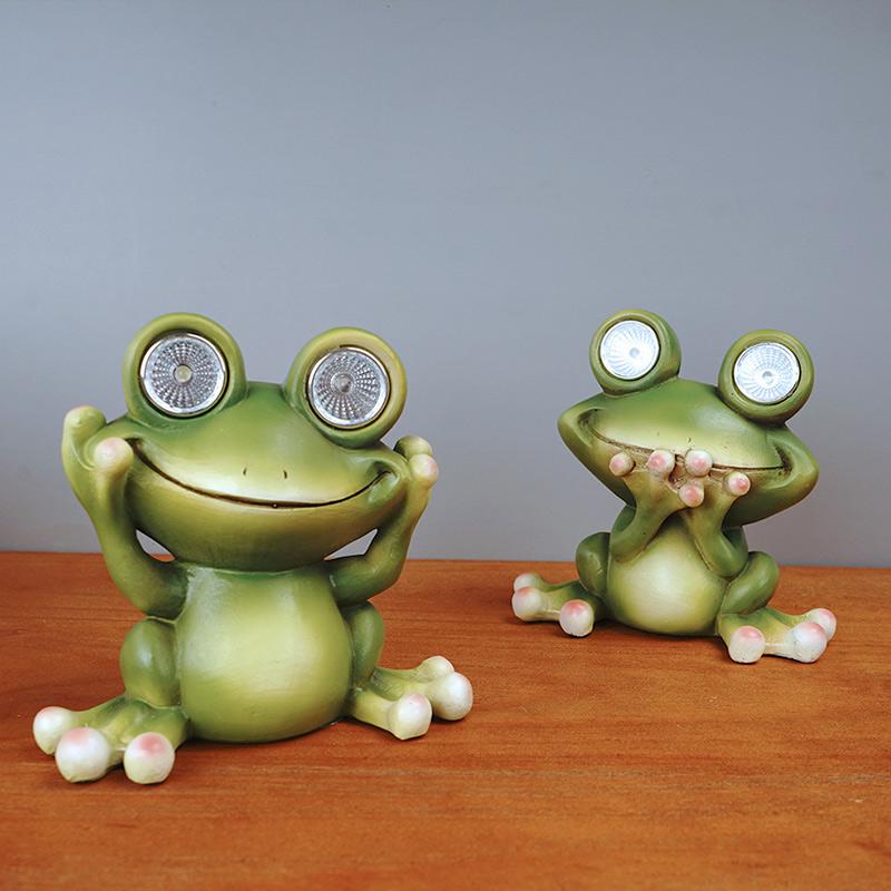 Frog Ornament Solar Light Home Decor Accessories Kawaii Resin Craft Desktop Figurines Living Room Decoration Kids Room Ornaments