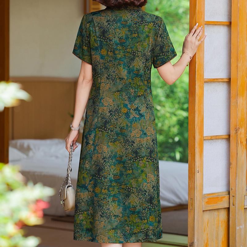 Elegantes Kleid für Damen Vintage Kleidung Übergröße Lässig Kurzarm Sommer Langes Kleid