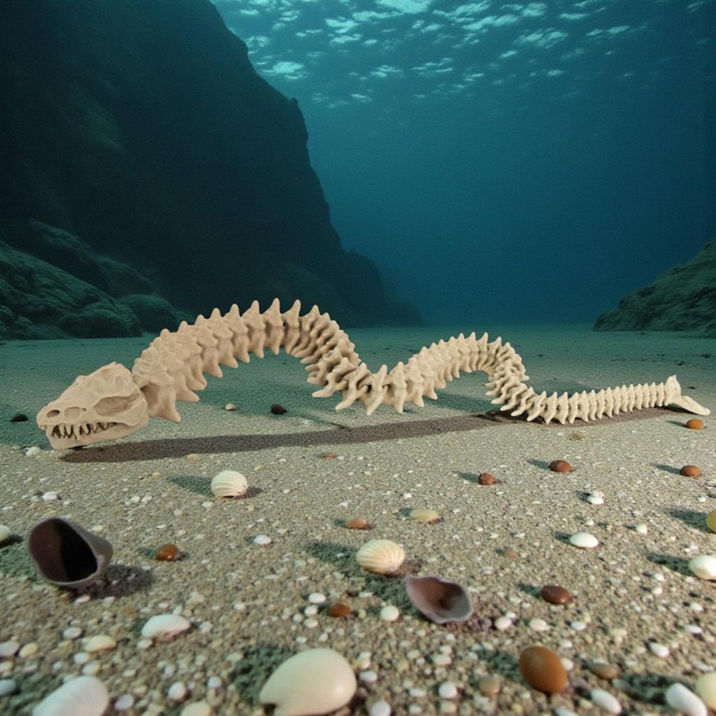 Realistic 3D Dinosaur Skeleton Aquarium Ornament - Plesiosaur Model Art Toy