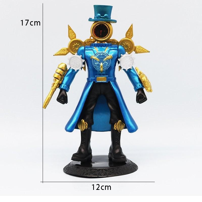 Creative 18cm Blue Gear Clock Man Model Collectible Pvc Anime Figurine Gift Blue Bell