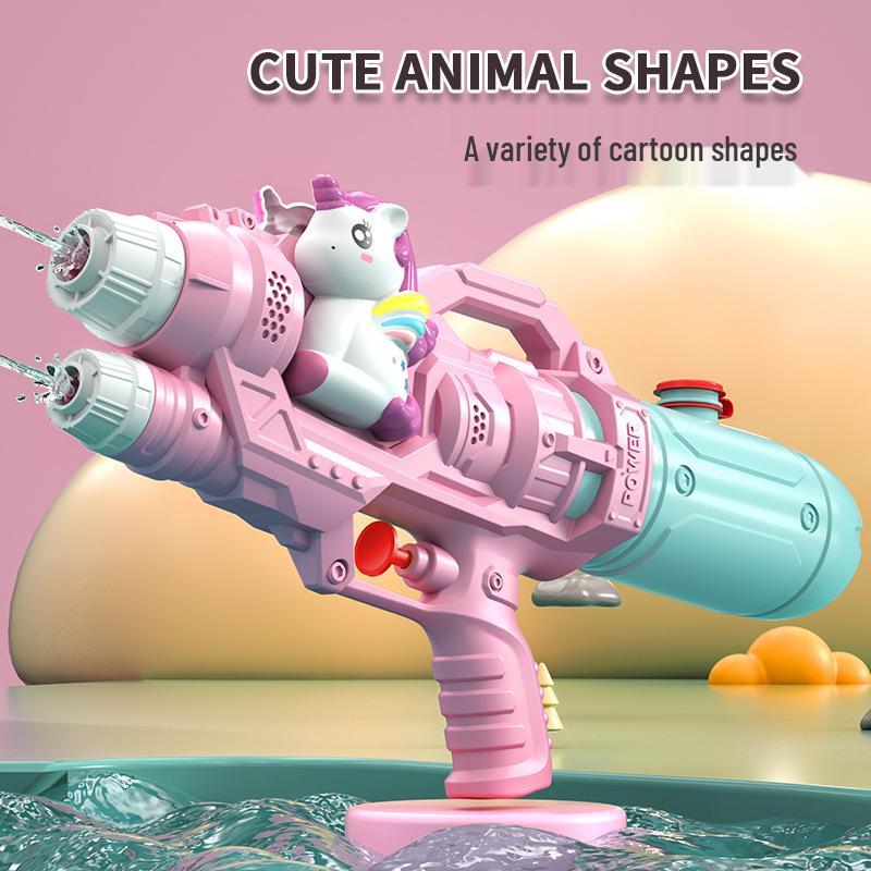 Double Nozzle Water Gun Toy: Little Horse, Dinosaur, Duck & Shark Squirt Gun