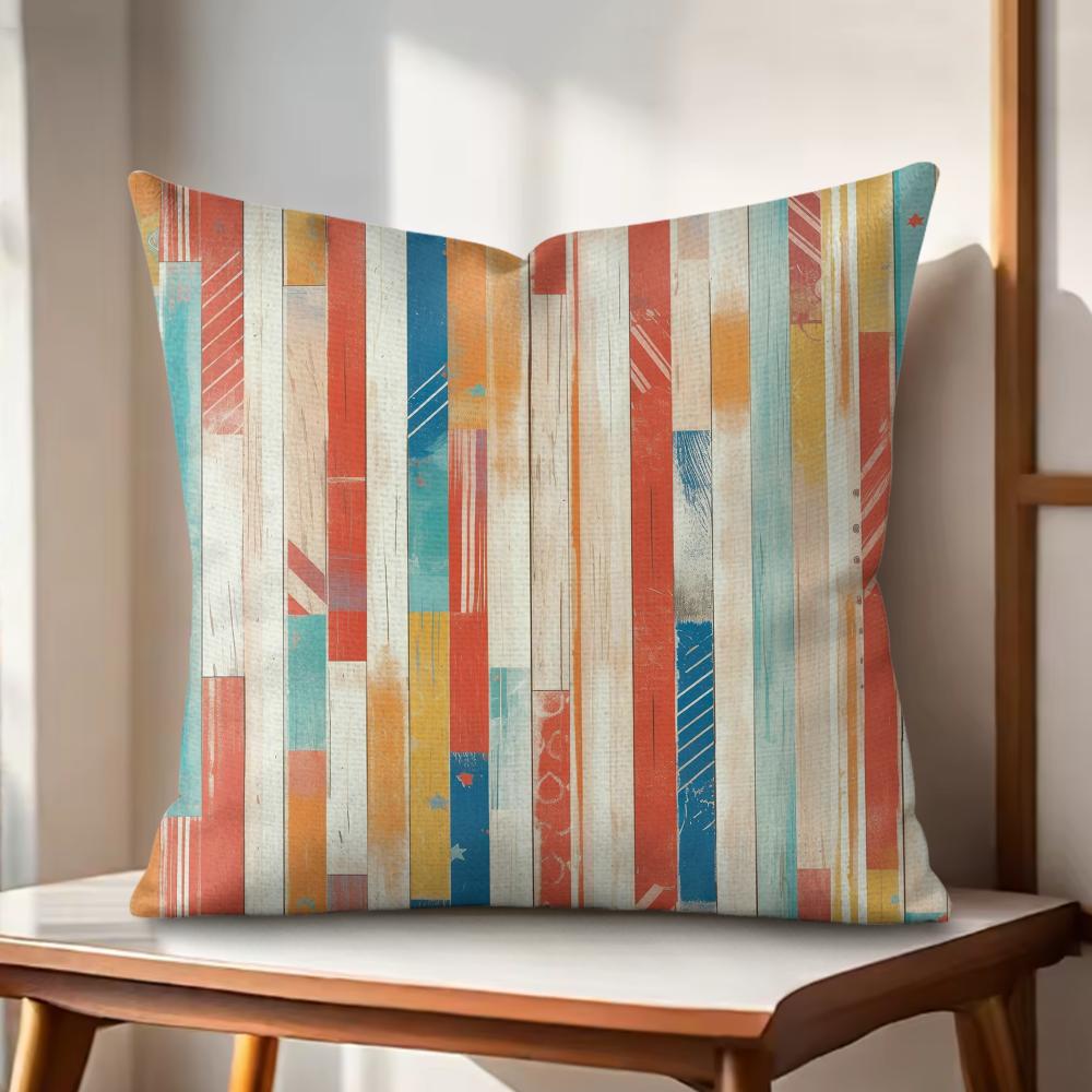 Classic Striped Cushion Cover Natural Linen Organic Fabric DoubleSided Printing Couch Pillow Covers Home Decor