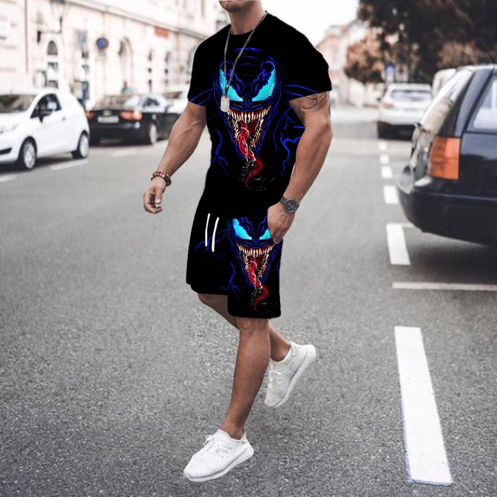 2025 New Summer Men's Set Loose Leisure Fashion Golf Sportswear Beach Set Printed Men's Jogging Set