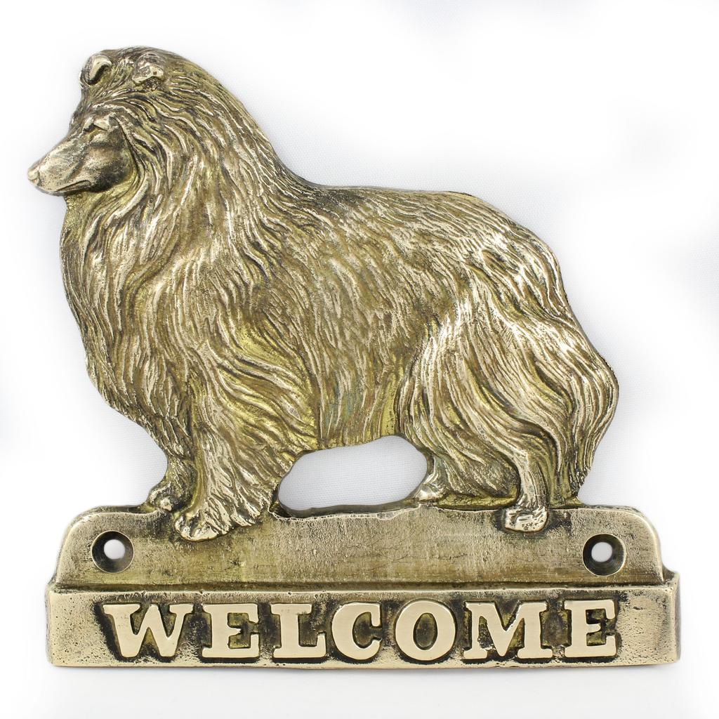 Sheltie - Tabliczka Na Drzwi Z Psem, Mosiężna Plakietka Powitalna, Wyjątkowy Szyld Z Napisem Welcome Marki Art-Dog