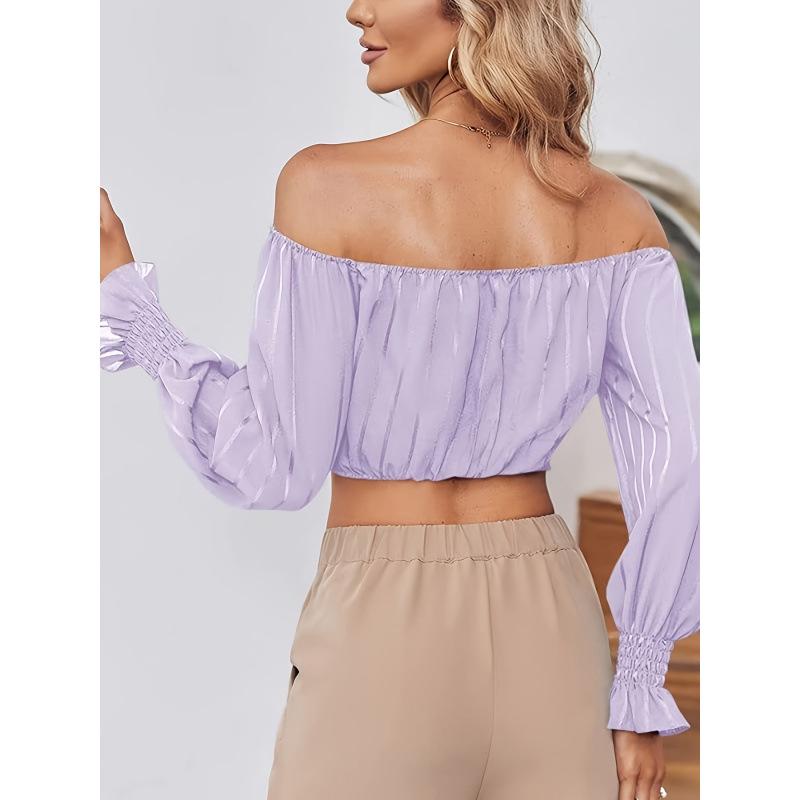 Women's Elegant Off-Shoulder Puff Sleeve Summer Blouse