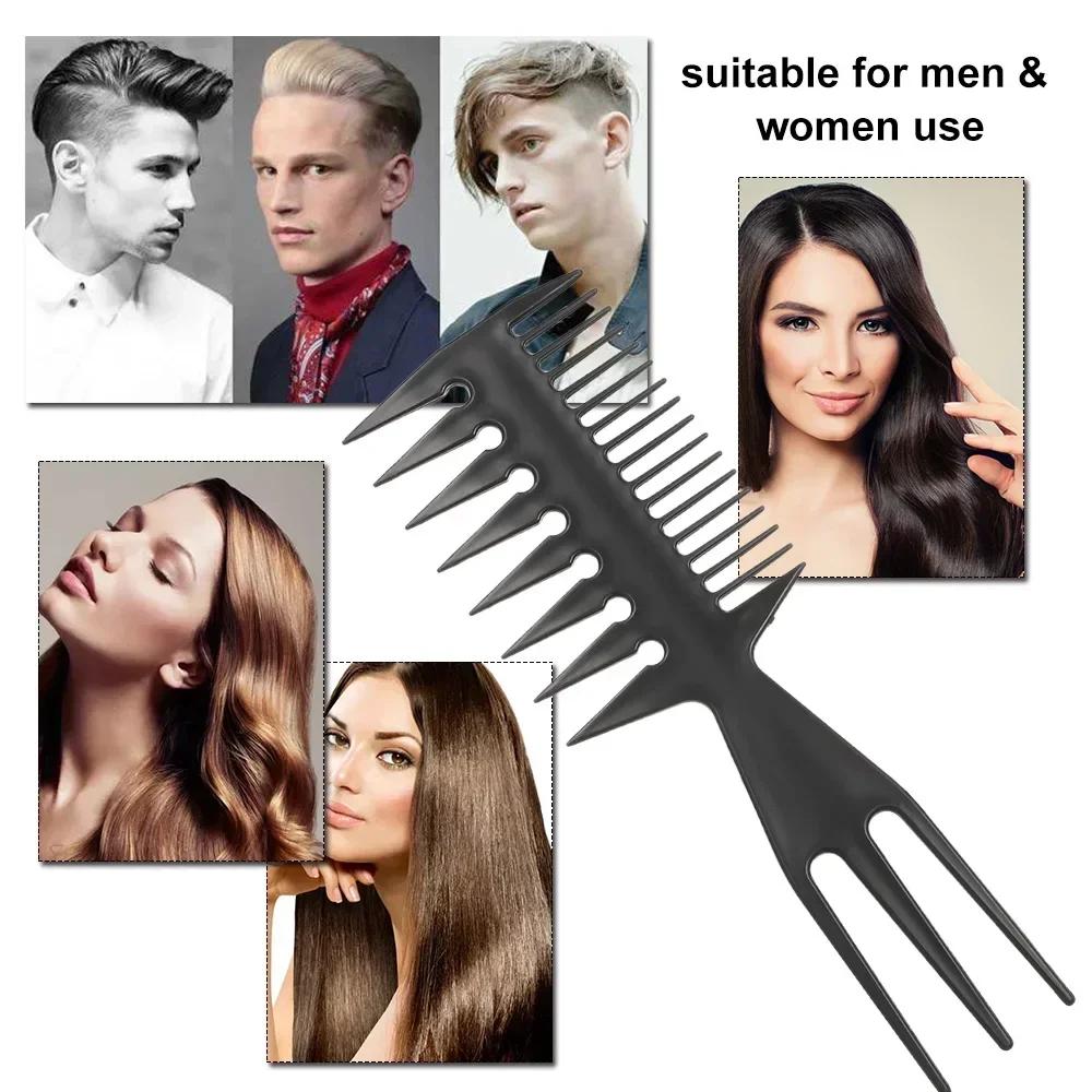 Drei-in-Eins Plastik Kamm mit breiten Zinken zum Exfolieren, Antistatisches Herren Haarstyling Werkzeug, Speziell für Echthaarperücken