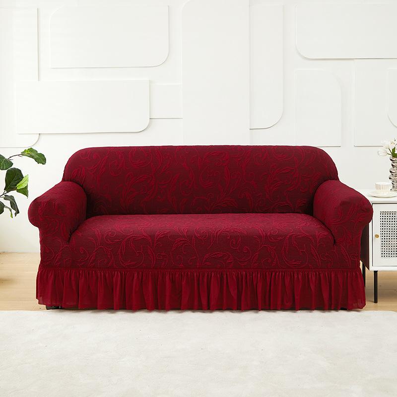 1/2/3/4 Seats Knitted Sofa Cover With Thickened Anti Slip Skirt Design, Sofa Cover Cushion Cover, All Season Elastic Dust Cover