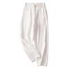 Women's Summer 2025 White Tencel High Waist Harem Pants - Lightweight Nine-Point Cotton Linen Carrot Straight Leg Design