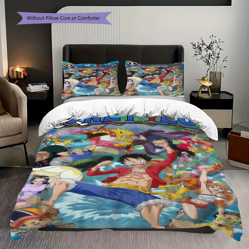 Anime Faces Quilt Set Vibrant Fans Bedding 1 Duvet Cover 2 Pillowcase Without Core Christmas Birthday Gift Bedding Set