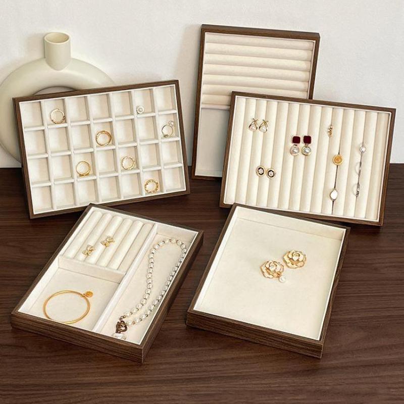 Eco Friendly Walnut Wood Grain Jewelry Tray Multifunctional Organizer Storage Solution for Living Room Bedroom Vanity