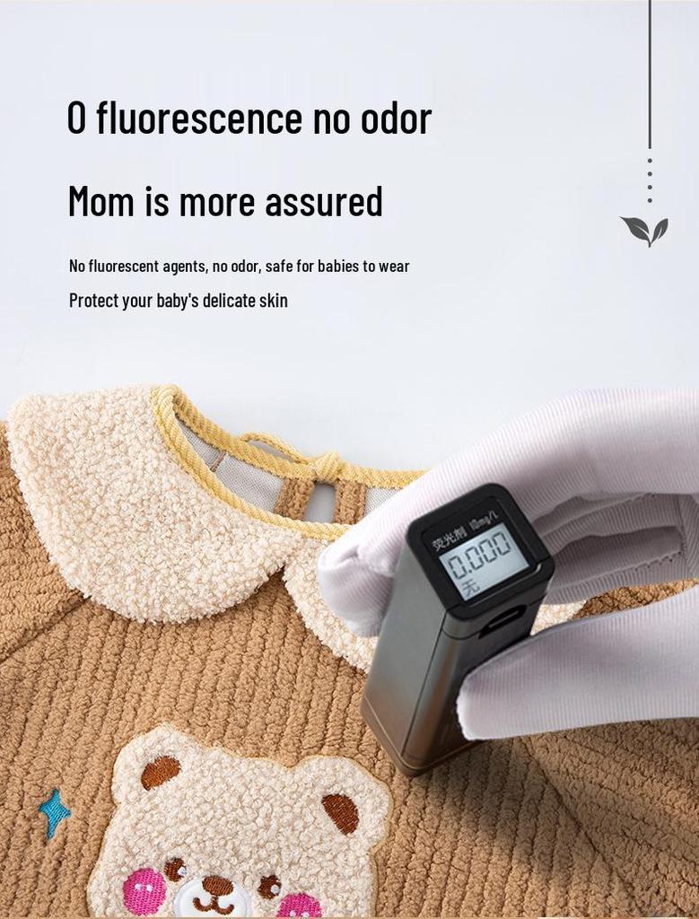 Autumn/Winter Unisex Baby Coverall - Thick Coral Fleece, Waterproof, Stain-Resistant, Soft and High-Quality Design