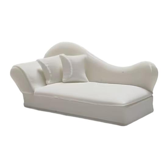 Miniature Chaise Sofa for Dollhouse 1:12 Scale with Pillows, European Collectible Handicraft Ornaments Style Simulation Recliner, Photography