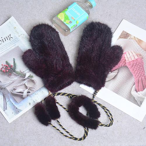 Fashion Winter Women Gloves Genuine 100% Real Mink Fur Glove Knitted Mittens Thick Warm Fur Gloves Mittens