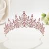 Baroque red diamond bridal crown, golden rhinestone crown, wedding toast dress headgear
