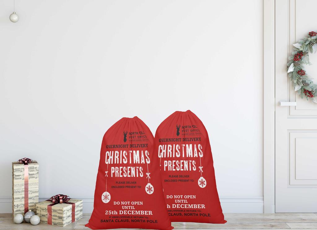 Printtoo 2 Pcs Santa Gift Sack for Kids Presents Xmas Bag Christmas Sack Personalized Bags Large 27x20 Inch