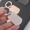 Cross Light Surface Stainless Steel Keychain with Engraved Dog Tag Charm Pendant