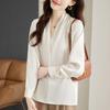 New Fashion Spring Women Blouses Shirts Long Sleeve V-Neck Office Lady Apricot Chifffon Blouse Shirt Women Tops J768