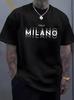 Summer Unisexs Pure Cotton Casual Loose Fit Plus Size ITALY MILANO Printed Comfortable Round Neck Short Sleeved Tshirt Top Soft