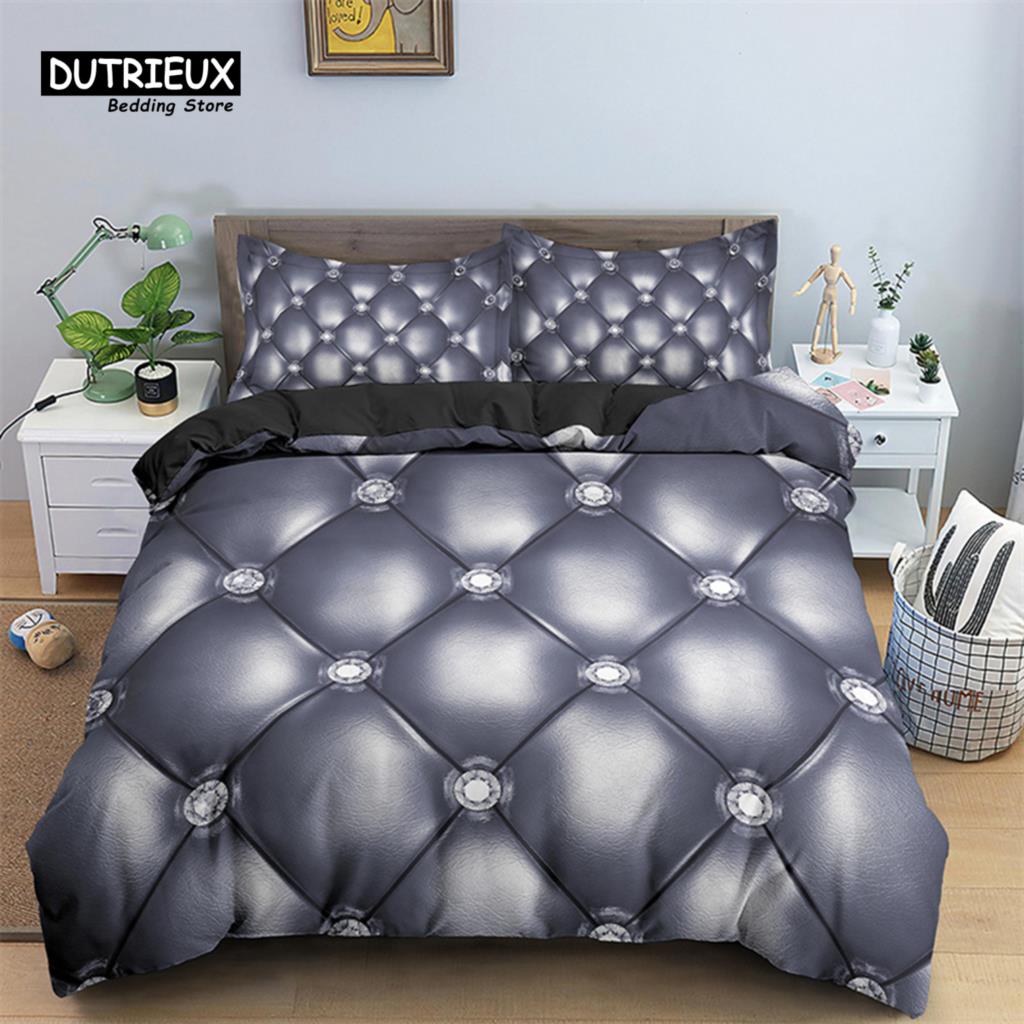 Luxuriöser Geometrischer Bettbezug Mikrofaser Diamant Bettwäscheset Abstraktes Muster Bettdeckenbezug King Queen Für Mädchen Erwachsenen Schlafzimmer