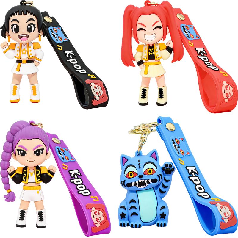 Surprise Gift Anime Movie Rumi Mira Zoey Keychain Warrior Girls Keyring PVC Figure Pendant Backpack Bag Keychains
