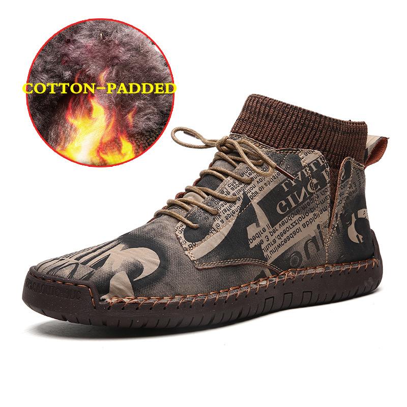 

2025 autumn new velvet Martin boots men s socks middle help cotton shoes foreign trade large size hand-sewn men 48