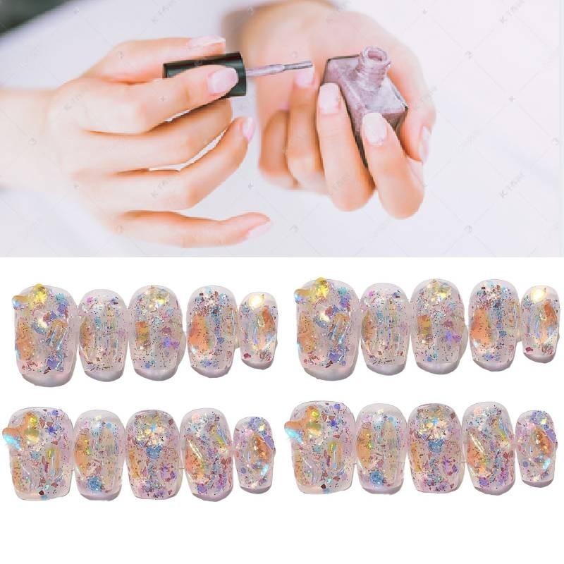 Handmade Aurora Flashing Rhinestone Disco Glitter Nail Sticker Candy Paradise Ultra-short Gradient Xs S M L