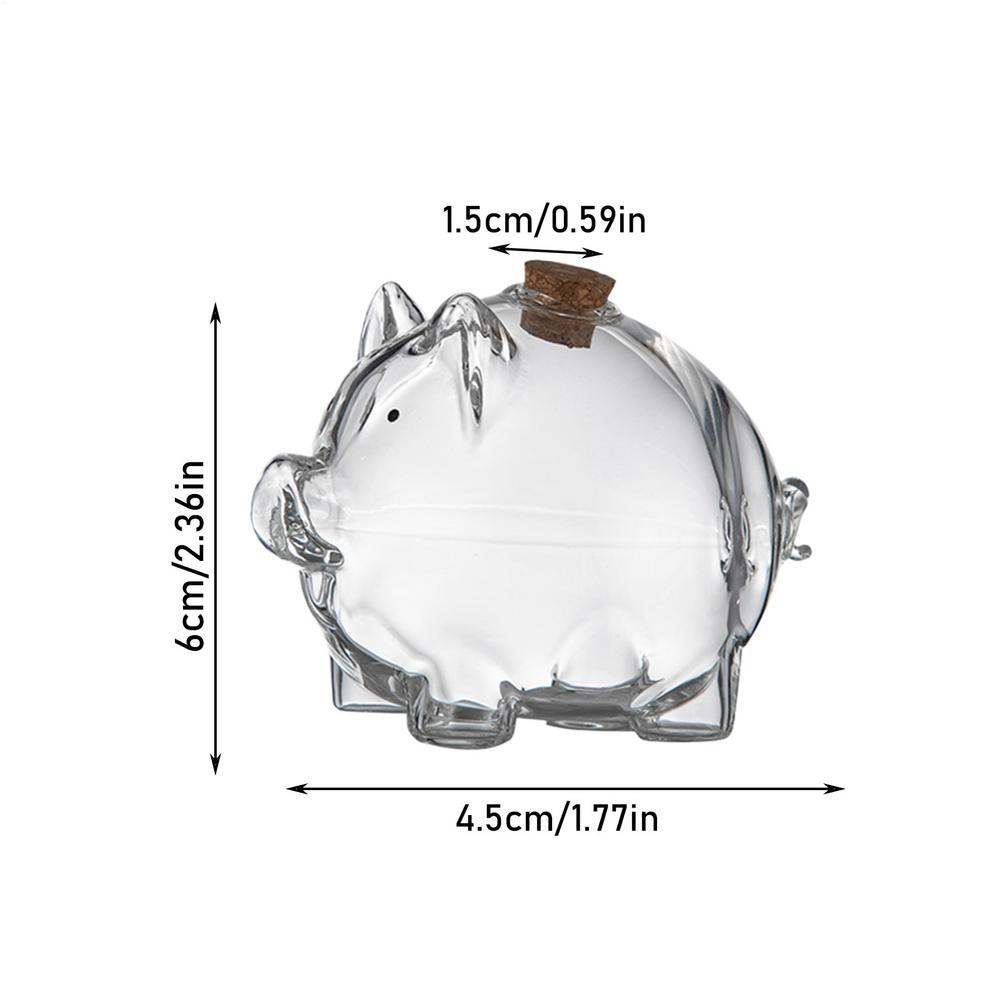 Glass Coin Bank Small Gold Bean Bank Swine Shape Decorative Saving Jar for Dressing Table Bookshelf Commemorative Coin Container