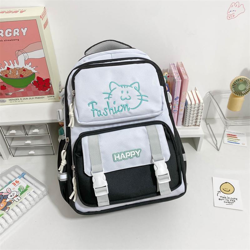 

New cute cartoon flower backpack women s large-capacity color matching high school student college student schoolbag fashion чорний