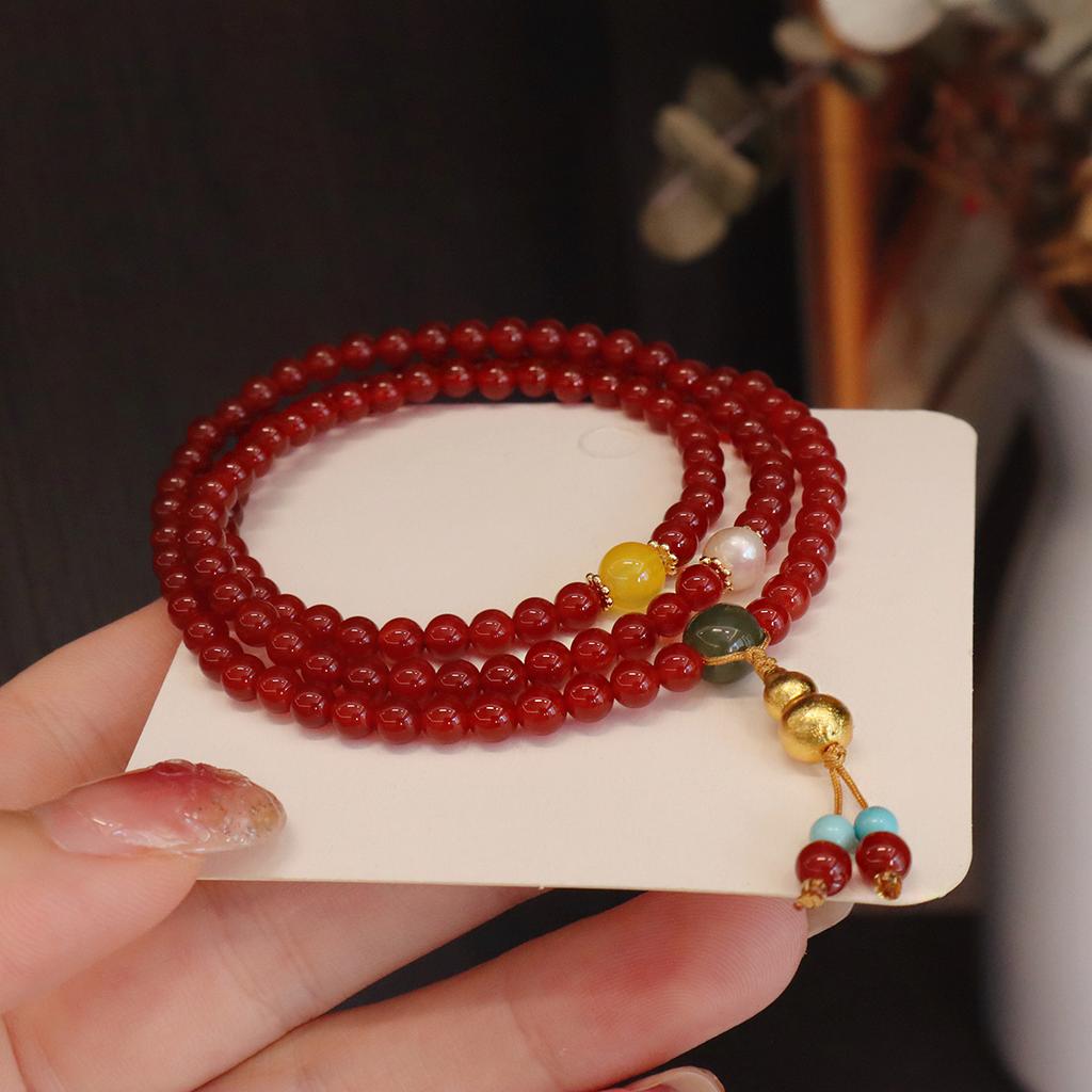 Natural Agate Bracelet Three-Circle Bracelet. Fashion Women Daily Jewelry Lucky Gift