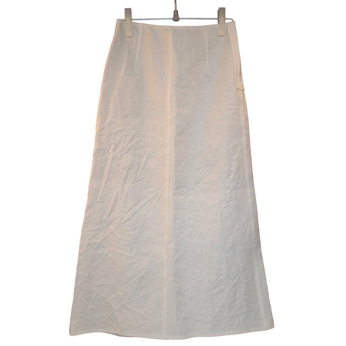 IENA 100% Linen Wrinkled Long Skirt White 38