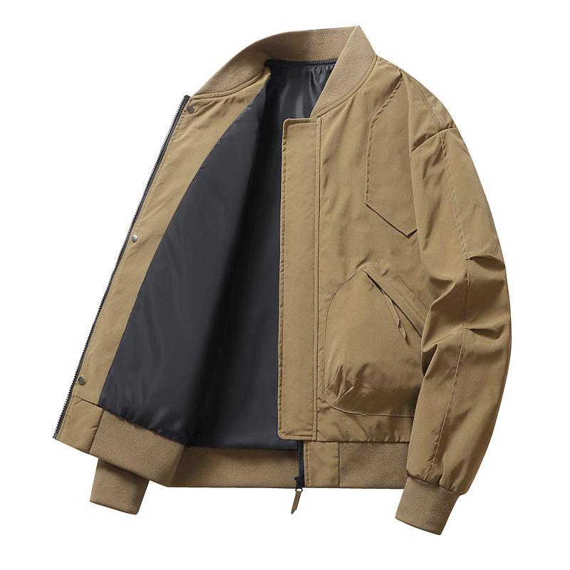 

Новая куртка мужская деловая куртка с бейсбольным воротником повседневная куртка мужская однотонная молодежная куртка большого размера M коричневый