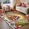 Merry Christmas Santa Claus Area Rug Red Large Carpet for Living Room Bedroom Winter Holiday Home Decor Floor Mat Washable