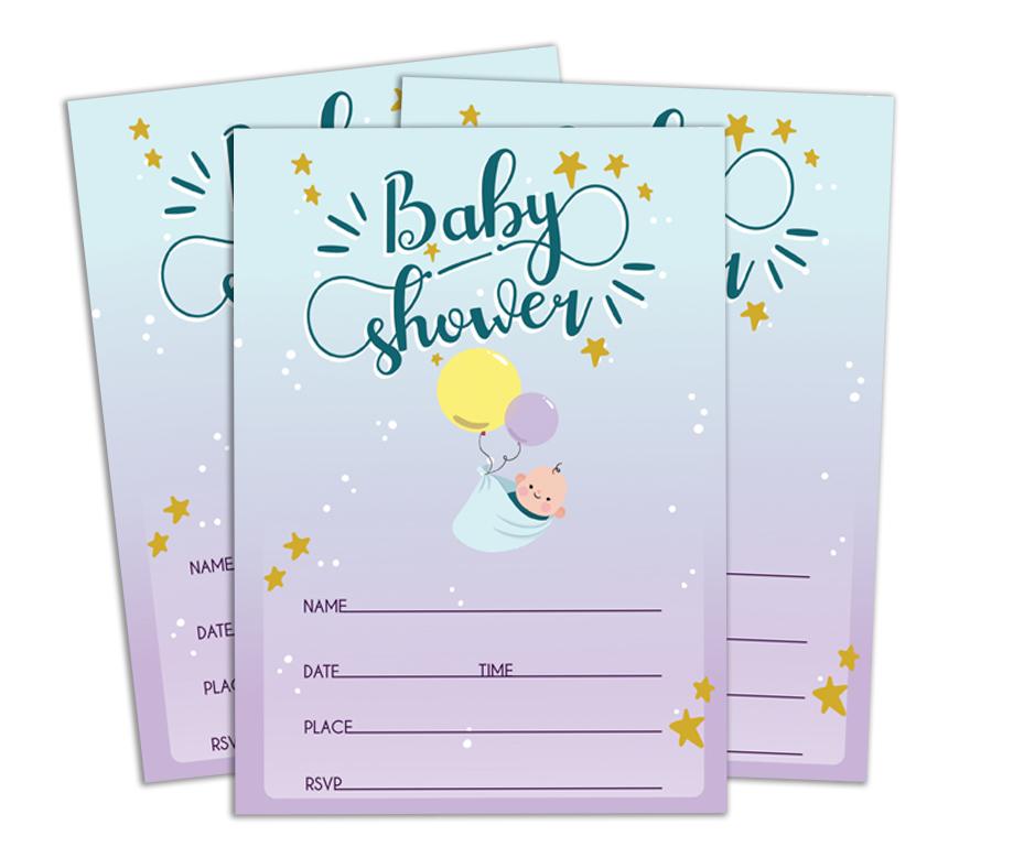 Darling Souvenir Baby Shower Invitation Card 28 Pcs Fill or Write In Blank Invites Printable Party Supplies