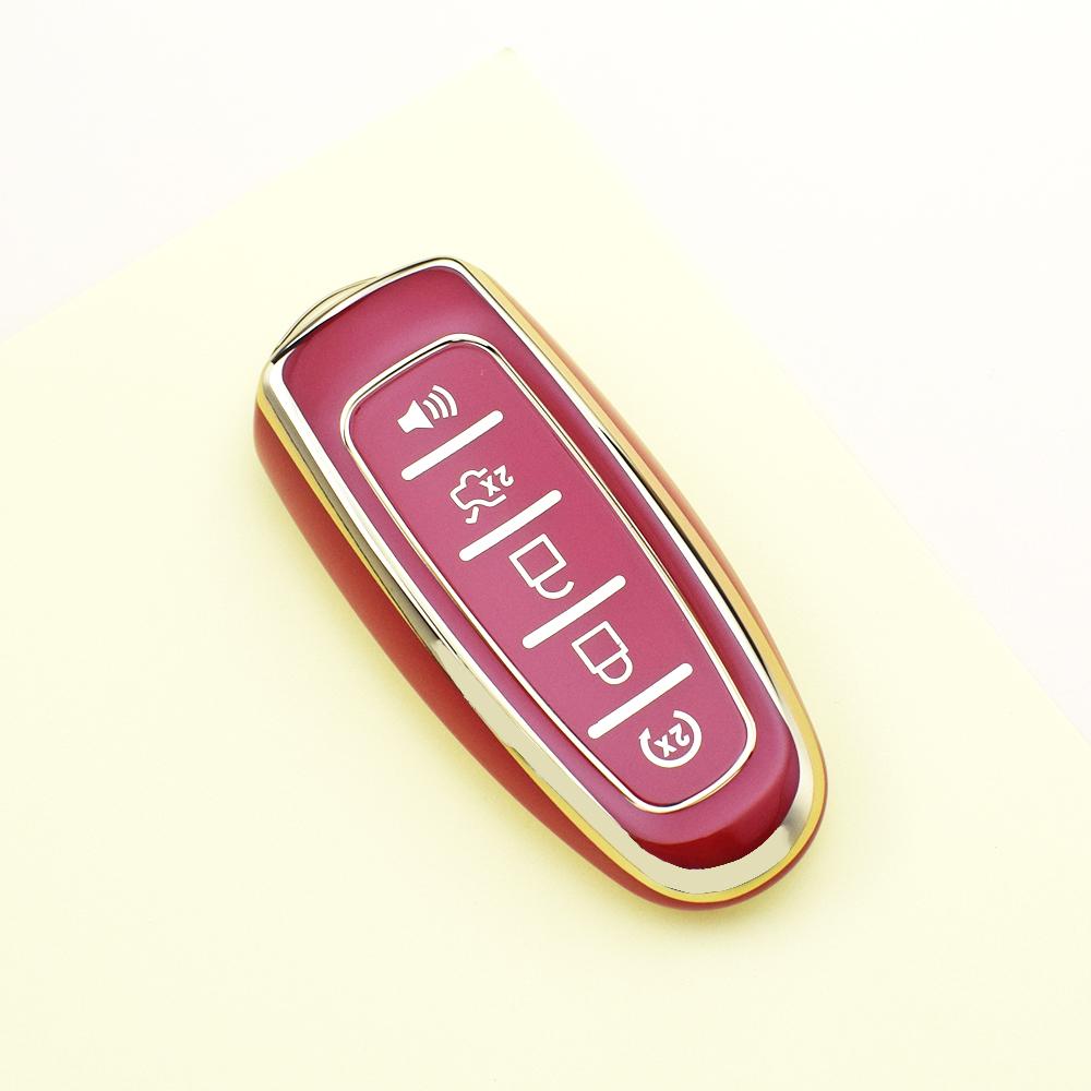 5 Buttons Fashion Gold Edge TPU Remote Key Cover For Ford Edge Escape Expedition Explorer Focus Taurus Flex C-MAX Fob Case Shell Protector