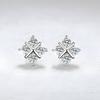 1 Pair Stud Earrings Four-Leaf Clover Design Micro-Setting High Clarity Cubic Zirconia Sparkling Earrings