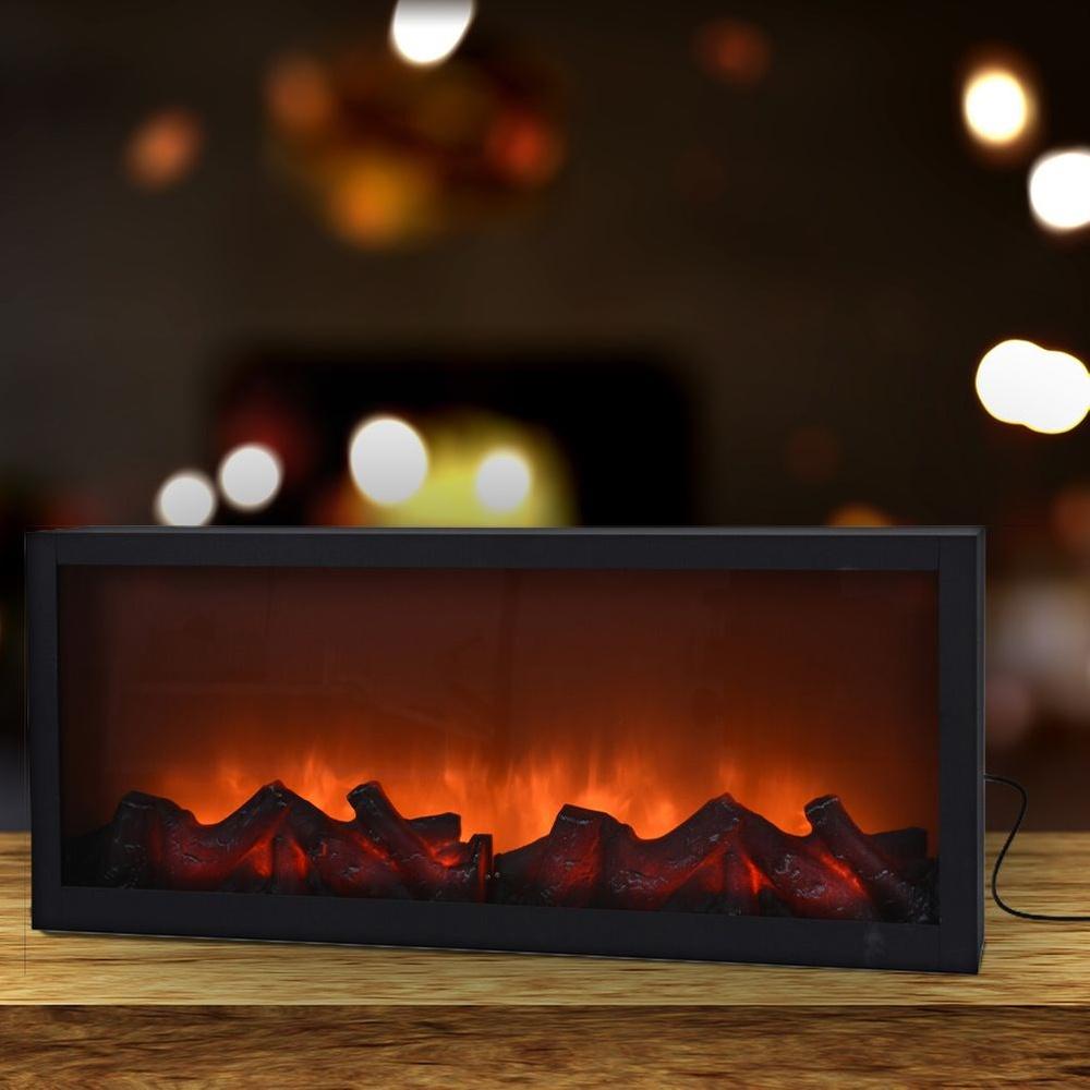Elektrischer Kamin LED Metall Schwarz 57x25 cm