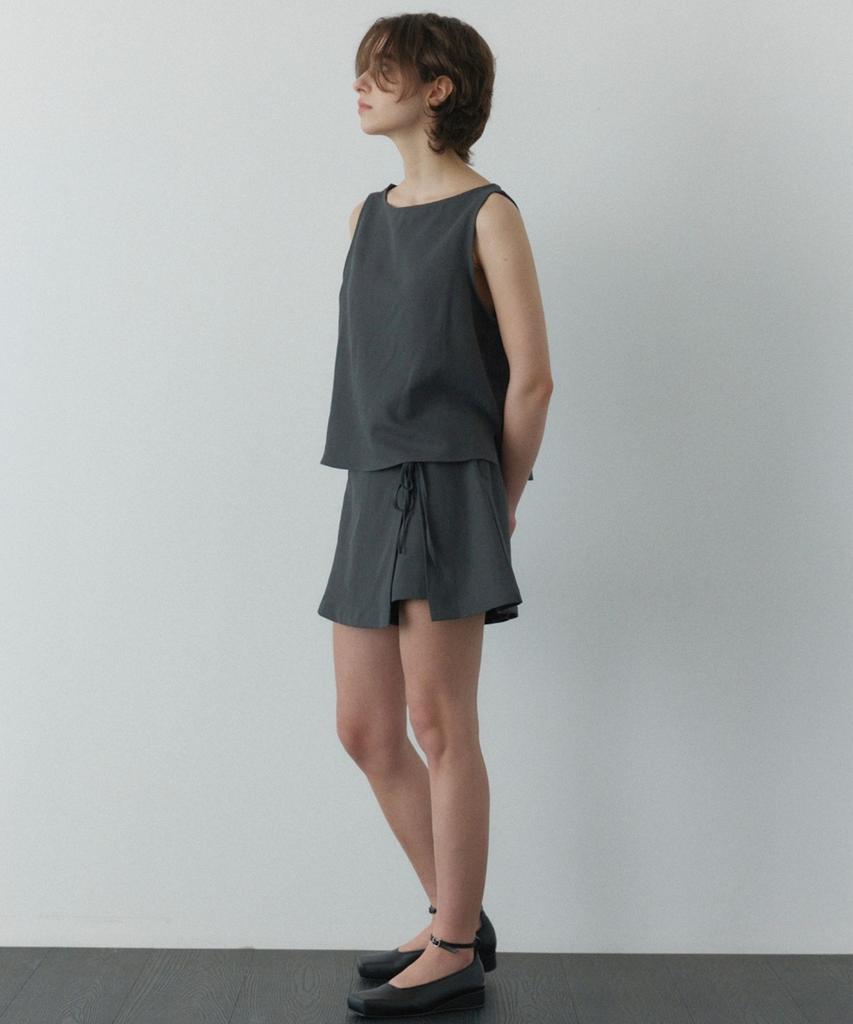 Okuka Linen Skirt Shorts - Charcoal