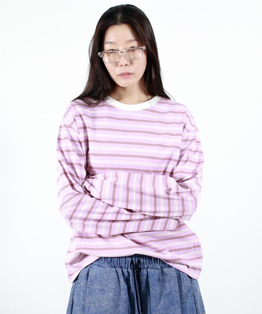 Deumakeu Multi Stripe Long Sleeve Tee - Pink