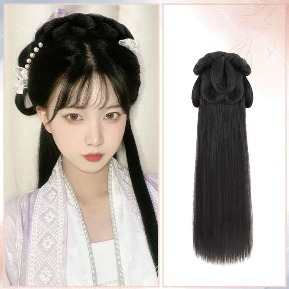 Vintage Headwear Hanfu Wig Headband Long Hanfu Cosplay HairPieces Chinese Ancient Wig Women